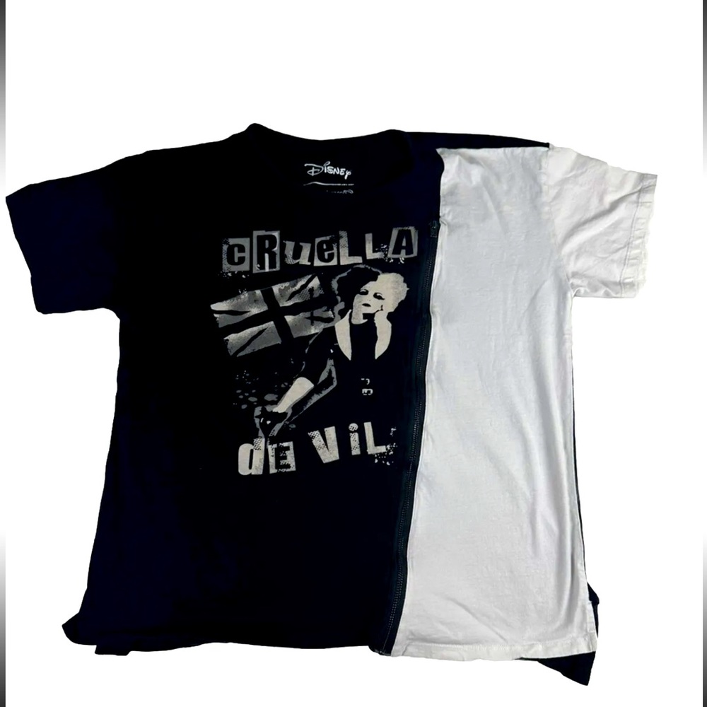 Disney Her Universe Cruella Devil T Shirt M Zip Black/White
